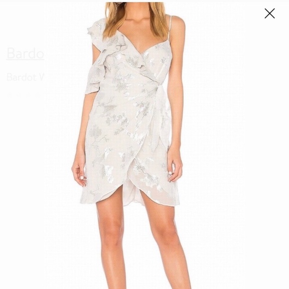 Bardot Metallic Silver Wrap Dress from Nordstrom - Picture 2 of 3